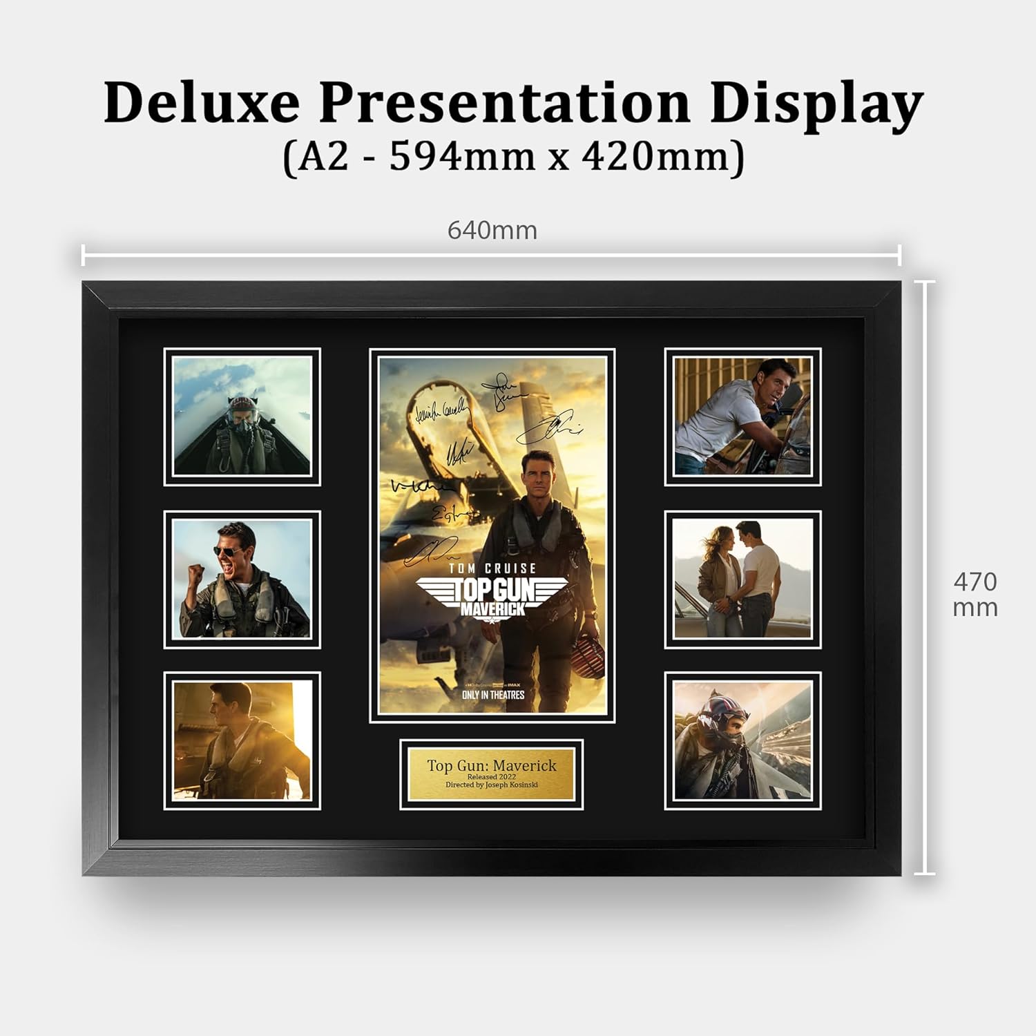 HWC Trading Top Gun Maverick Gifts Printed Signed Autograph Presentation Display Montage for Movie Memorabilia Fans - A2 Framed