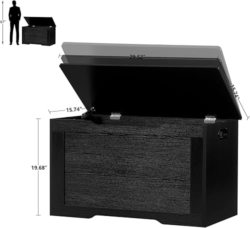 Miniatura 3 de usikey Cofre de almacenamiento de 29.5", caja de juguetes con bisagra de seguridad y amortiguadores de gel, cofre de juguetes, baúl de