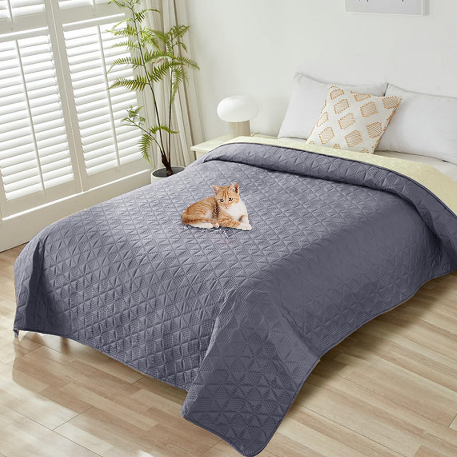 Manta impermeable para perros, antideslizante, colchón para mascotas, lavable, a prueba de fugas, manta protectora para sofá para perros y gatos (218 x 208 cm, gris)