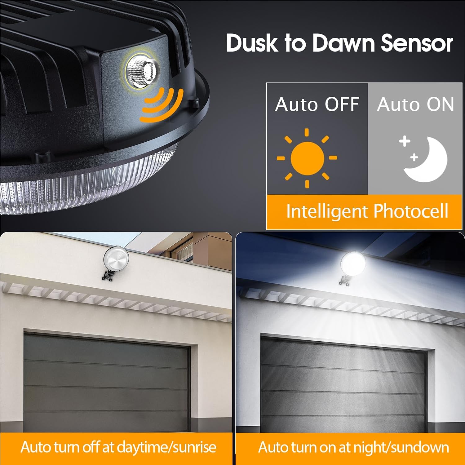 150W 20000LM Dusk to Dawn Outdoor Lighting, LED Barn Lights Outdoor with 150° Adjustable Photocell Pole Light 6500K Flood Light, IP66 Waterproof Area Street Light for Garage Warehouse Yard