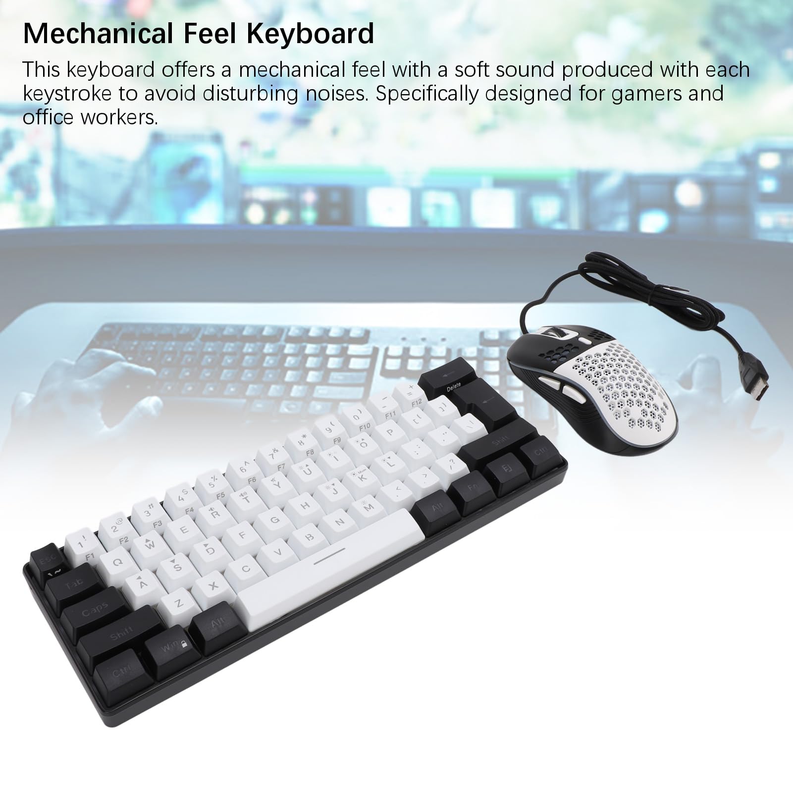 60% Gaming Tastatur und Maus Kombination, RGB Tastatur und Maus Set mit Hintergrundbeleuchtung, Mi NI Tastatur mit 61 Tasten und Mechanischem Gefühl, Optische Mäuse, für PC,