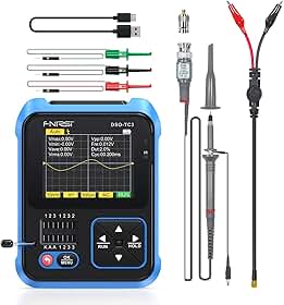 FNIRSI Osciloscópio Dso-Tc3 - Osciloscópio Portátil 3 Em 1 e Gerador de Sinal Dds e Testador de Transistor, Largura de Banda de 500 Khz, Taxa de Amostragem de 10 Msa/S, 6 Tipos de Formas de Onda, Medi