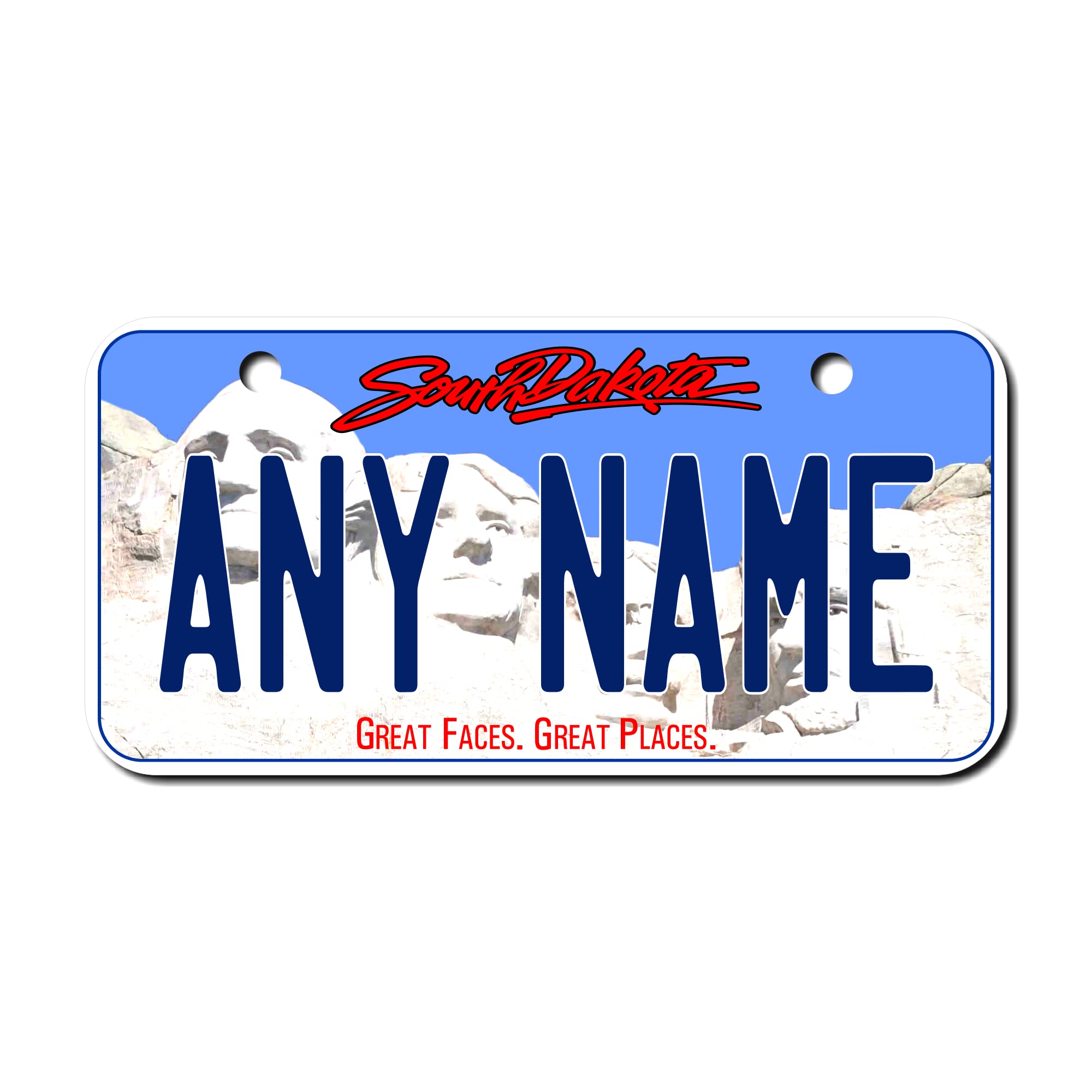 Personalized South Dakota License Plate - Sizes for Kid's Bikes, Cars, Trucks, Cart, Key Rings Version 2 (3 X 6 Aluminum License Plate)