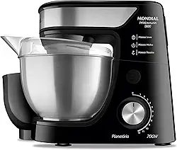 Batedeira Planetária Mondial, Premium Inox, 220V, Preto, 700W - BP-02P-B-TI