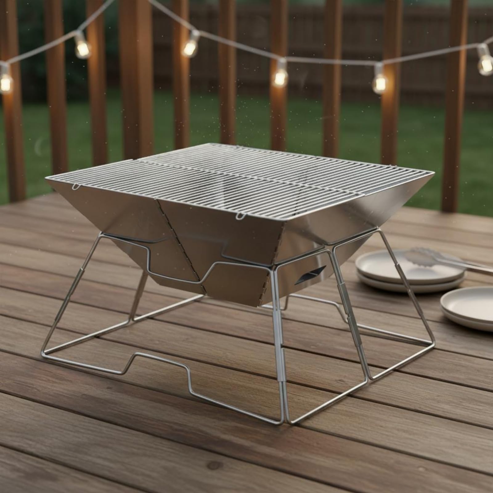 Barbecue a Carbone Portatile Grill Barbecue Griglia Fornello Graticola in Acciaio Inossidabile Pieghevole Struttura Robusta per Uso Esterno Campeggio Picnic Cortile Terrazza 44x45x28cm
