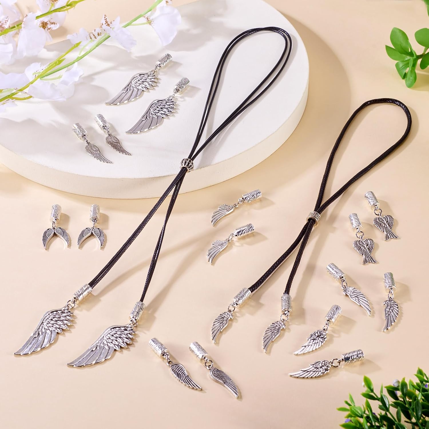 Cord End Caps Crimp Beads Jewelry Column Stopper Beads Kumihimo End Caps Leather End Cords for Women Men Jewelry Making