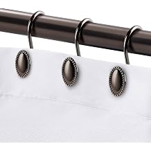 Metal Shower Curtain Hooks, Oil-Rubbed Bronze Rustproof Decorative Shower Curtain Rings for Bathroom, Curtain Hooks for Shower Liner, 12Pcs