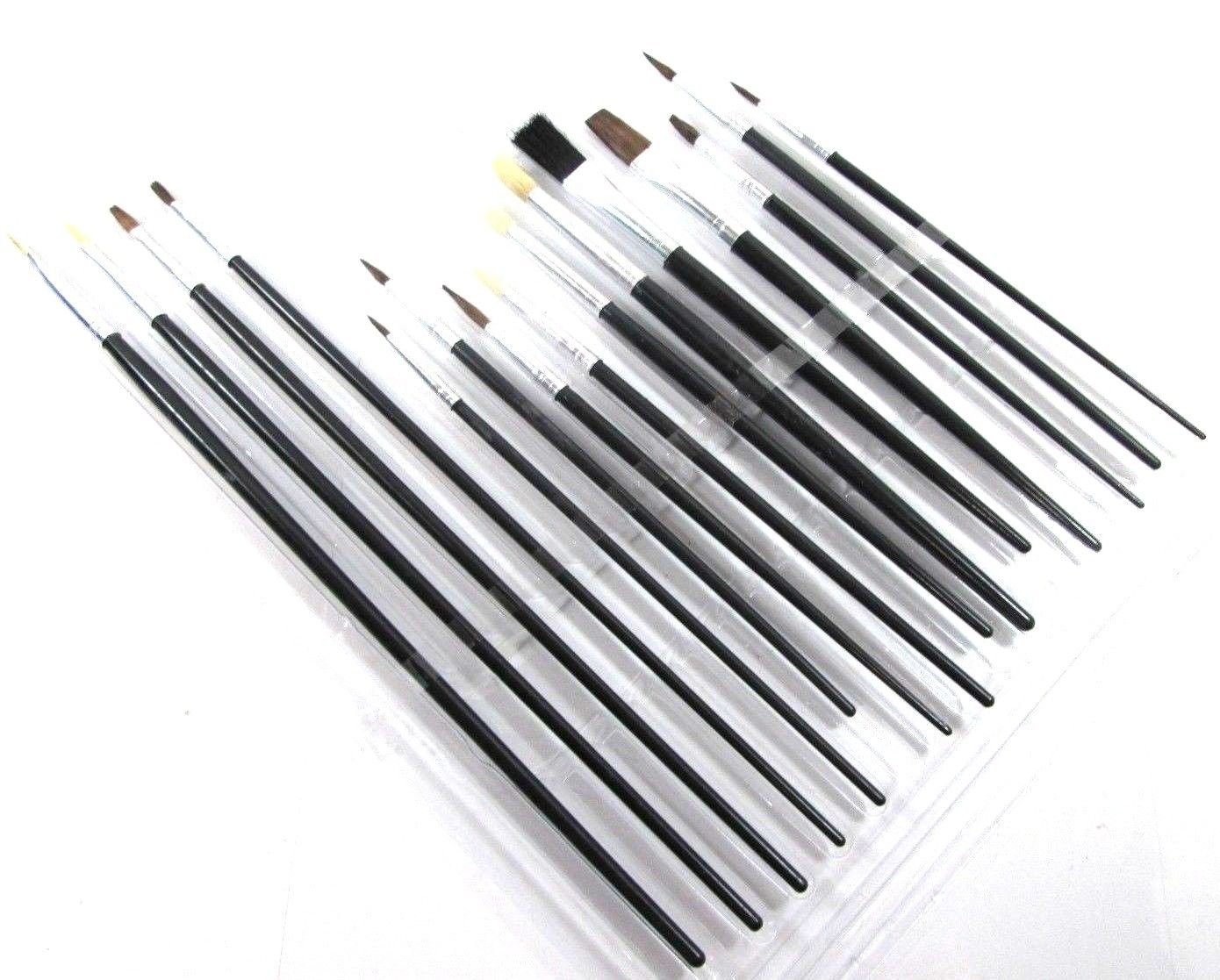 Artist Paint Brush Set 15pc Pointed Head Tipped and Flat Hobby Model making