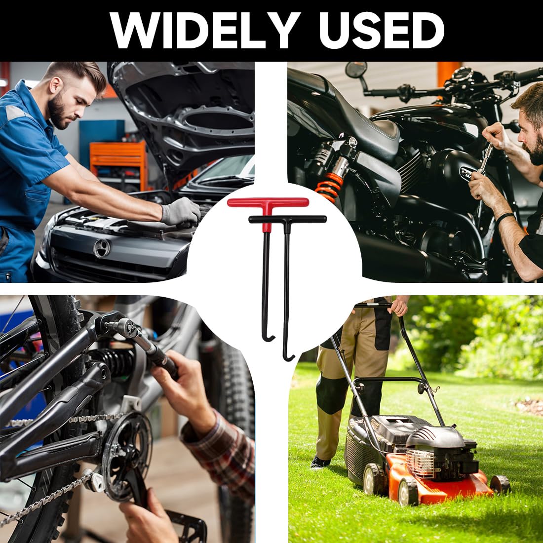2 Pezzi Estrazione Gancio Molla in Acciaio Attrezzo,Strumento per Molla del Trampolino,T-Handle Gancio a Molla,Tira Molle Attrezzo Gancio per Motociclo Scooter
