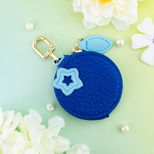 Miniatura 5 de Bonito llavero Y2k de piel de arándanos con cremallera, para mujeres y niñas, accesorios estéticos, monedero, llavero de fruta azul