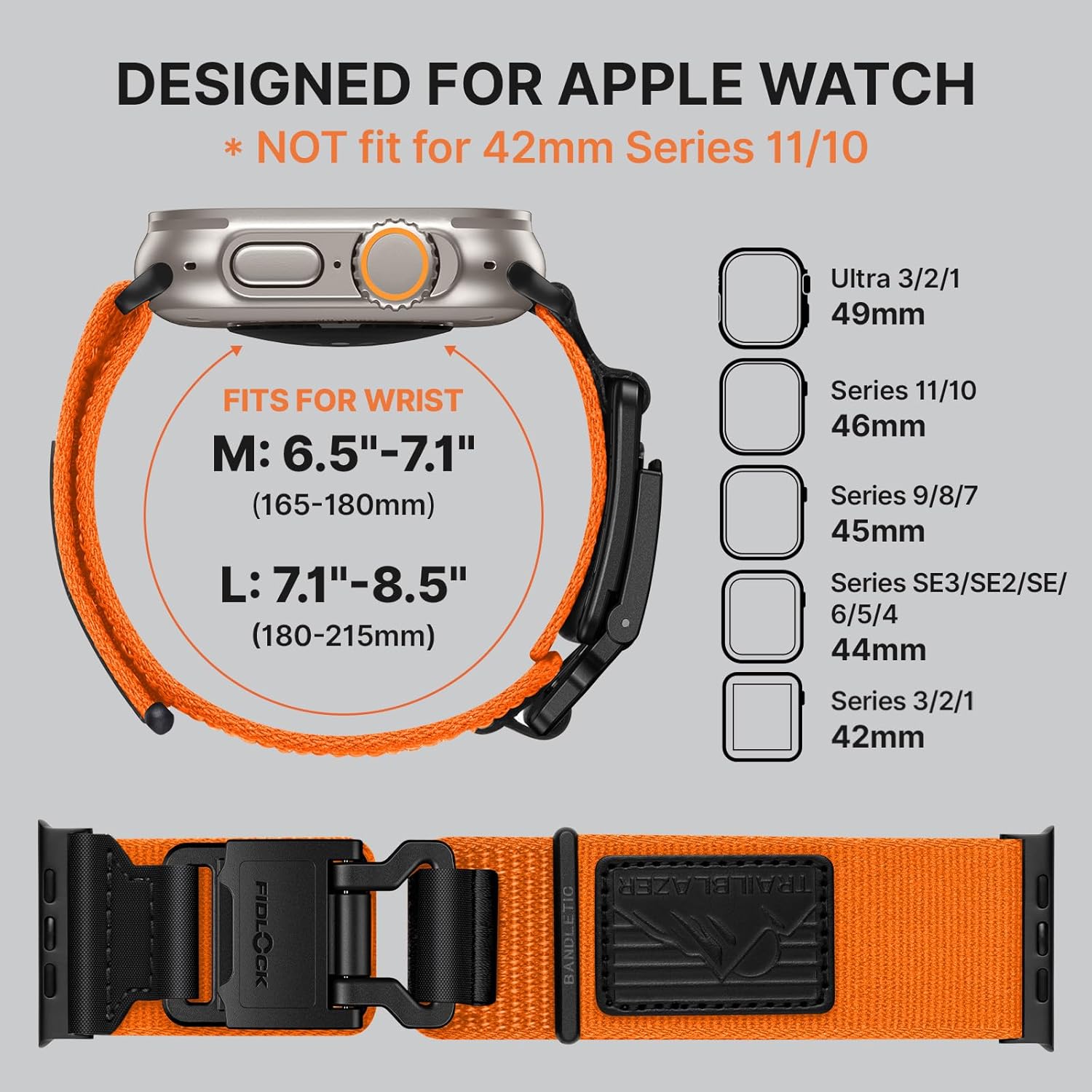 Bandletic Compatible with Apple Watch Ultra 3 2 Bands for Men, Stretchy Braided Nylon Sport Strap with Magnetic Fidlock Hook Buckle for iWatch Ultra 49mm, Series 11/10 46mm, 9/8/7 45mm, SE/6/5/4 44mm - Image 5