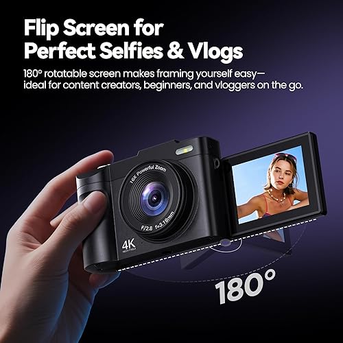 Miniatura 3 de Cámara digital 4K para fotografía y vlogging cámaras de 50MP para video - cámara de foto con zoom 16X, regalos de cámara digital para adolescentes