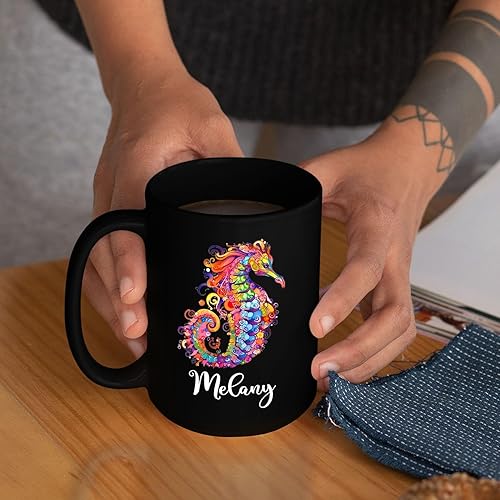 Miniatura 6 de Taza de café personalizada con nombre, taza de café personalizada con animales marinos coloridos del océano, 11 onzas, 15 onzas, taza de cerámica