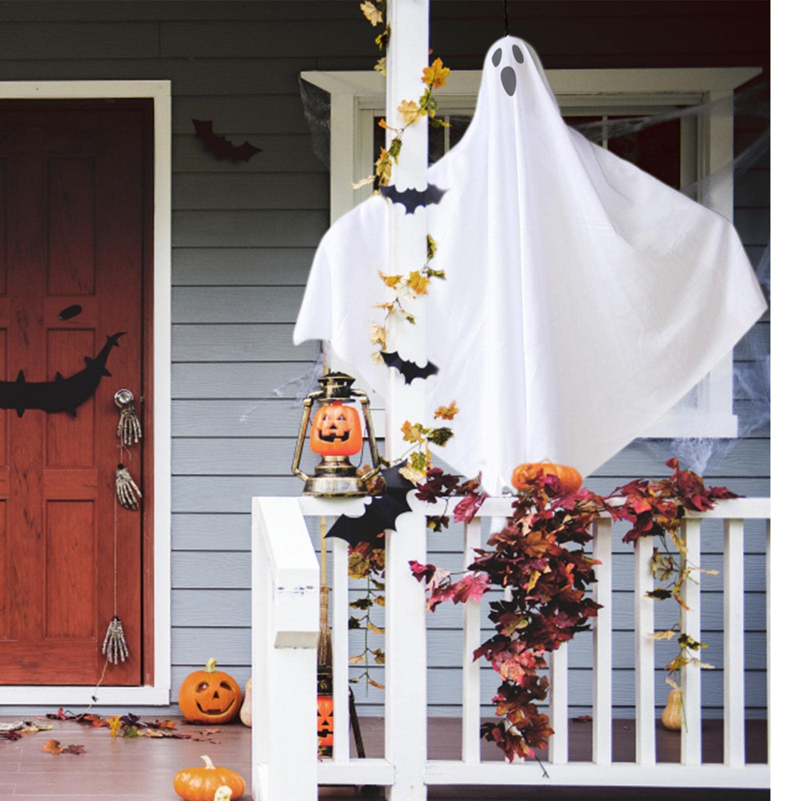 Liliful Confezione da 8 fantasmi da appendere per Halloween, 50 cm