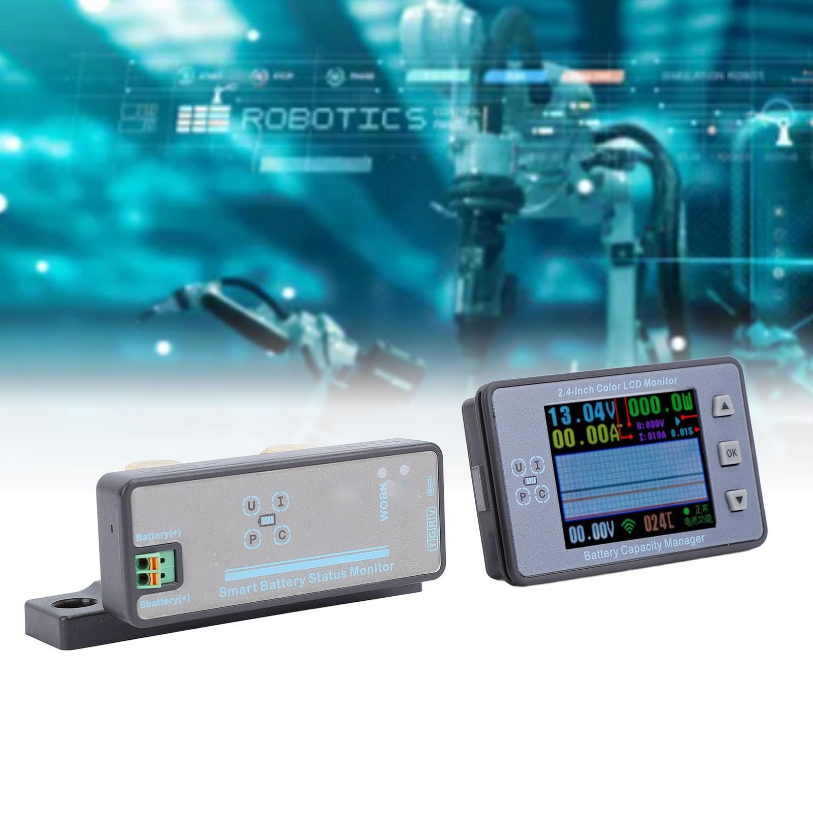 Batteriemonitor mit Shunt, 2,4-Zoll-Farbbildschirm, RV-Batteriemonitor, 120 V, 300 A, Batteriemonitor mit Alarm, Kabelloser Spannungsstrommesser, DC-Voltmeter, Coulometer für