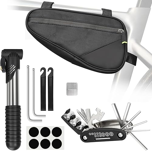 Miniatura 8 de Kit de Reparación de Bicicleta, Bolsa de Reparación de Bicicleta con Bomba de Neumáticos, Kit de Herramientas de Bicicleta para Viajes de Camping,