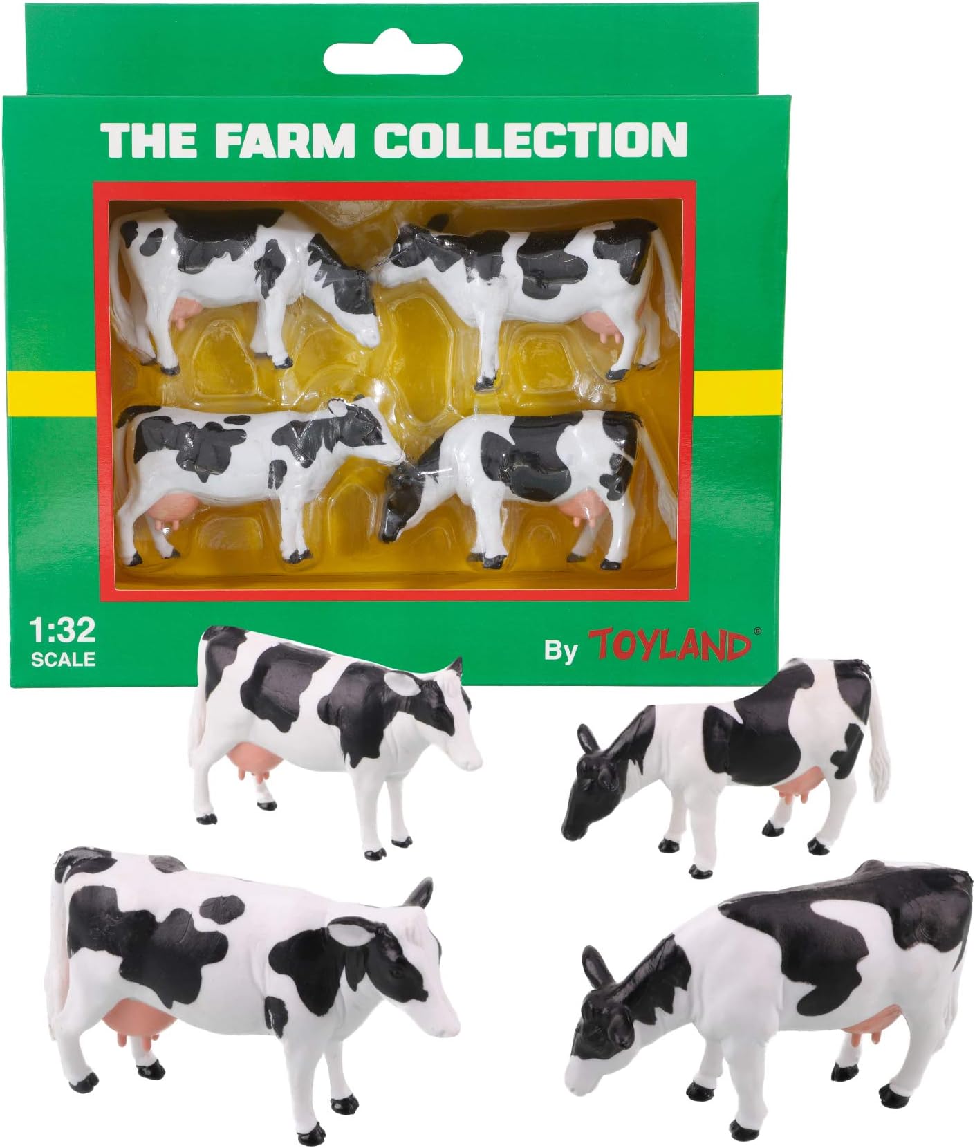 Pack of 4 – 1:32 Scale Friesian Cattle Cows – The Farm Collection – Collectable Farmyard Animals