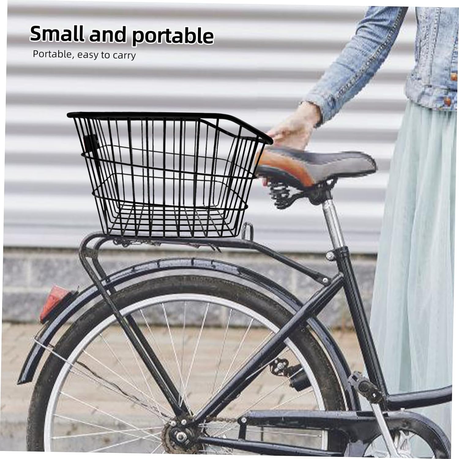 LIOOBO Bike Basket Rear Metal Vegetable Storage Basket for Bicycles Easy to Install Capacity Stable Design for School Bags and Groceries image 5