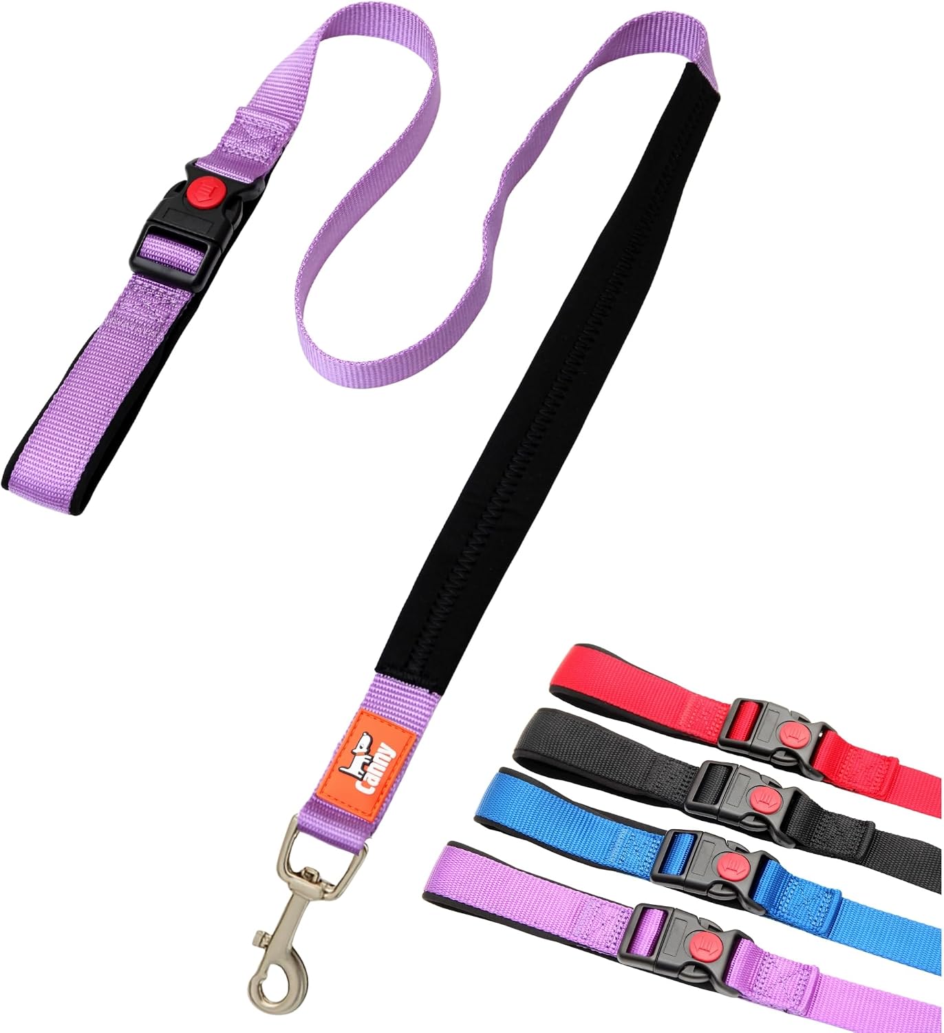 Canny Connect Leash – Anti‑Pull Dog Leash for Head Collars incl. Canny Collar | Soft PVC Leather Grip | Encourages Calm Walking – 4ft x 1in, Purple
