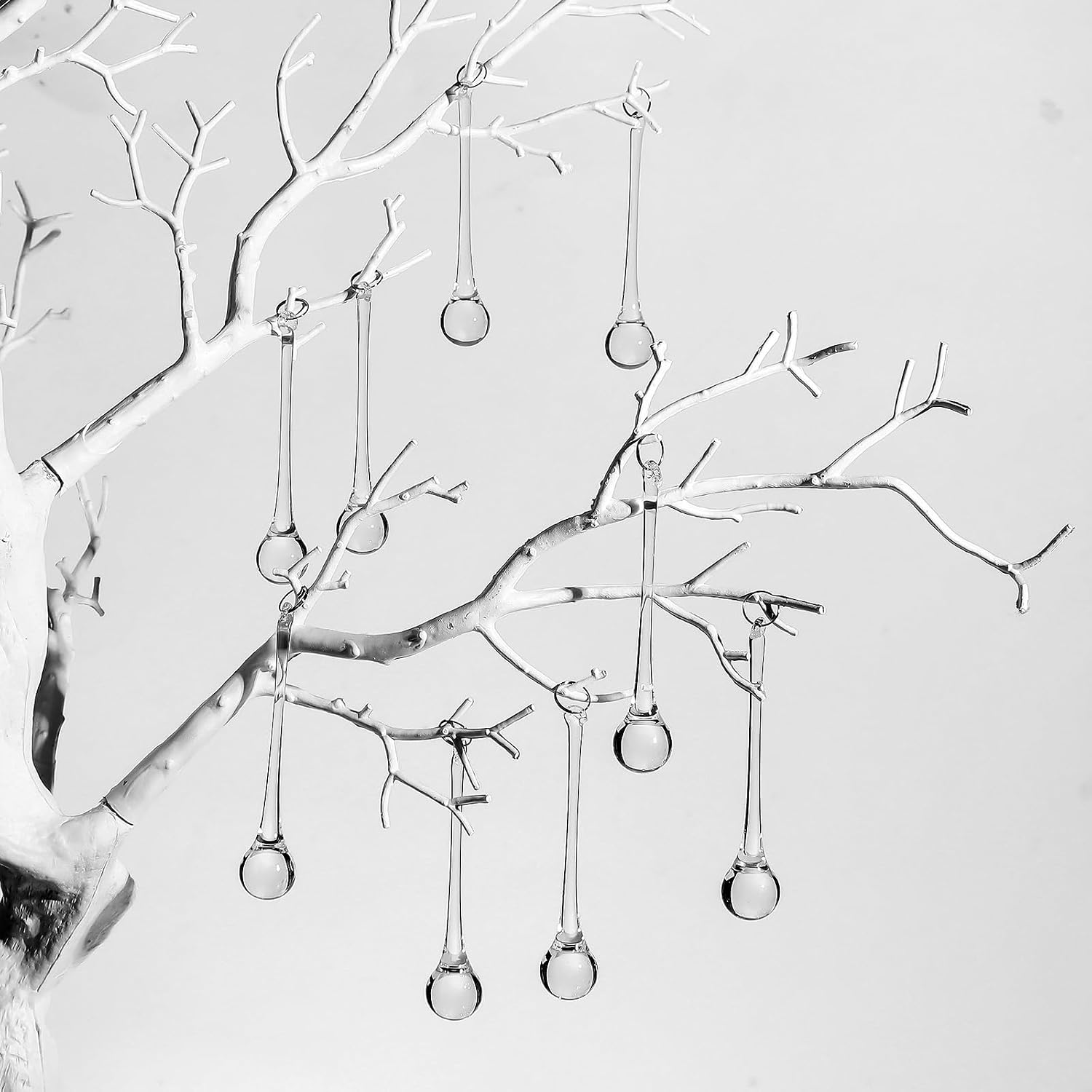 LONGWIN 20pcs 4inch Clear Crystal Glass Teardrop Ornaments for Christmas Tree, Chandelier Crystals Replacement Parts, Xmas Raindrop Centerpiece Decor