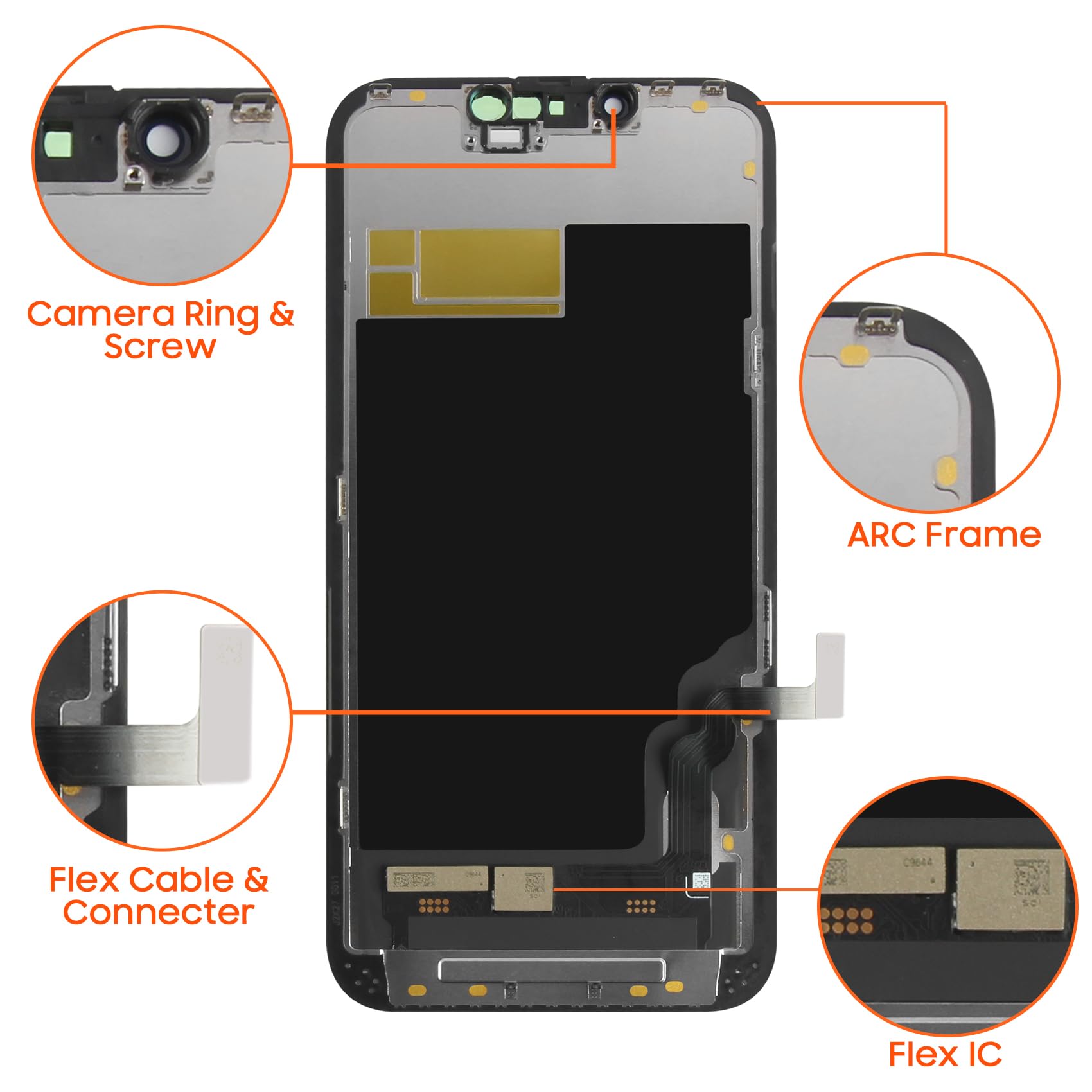 LADYSON Écran pour iPhone 13 Écran LCD pour iPhone 13 A2633 A2482 A2631 A2634 A2635 LCD Affichage Écran Tactile Numériseur Kit de Remplacement + Outil (Incell, Non Original)