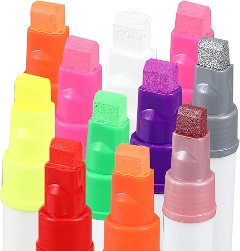 36 marcadores de ventana de punta de 0.394 in de ancho, marcadores de tiza para pizarra, 12 colores, pizarra borrable, rotuladores de pizarra de