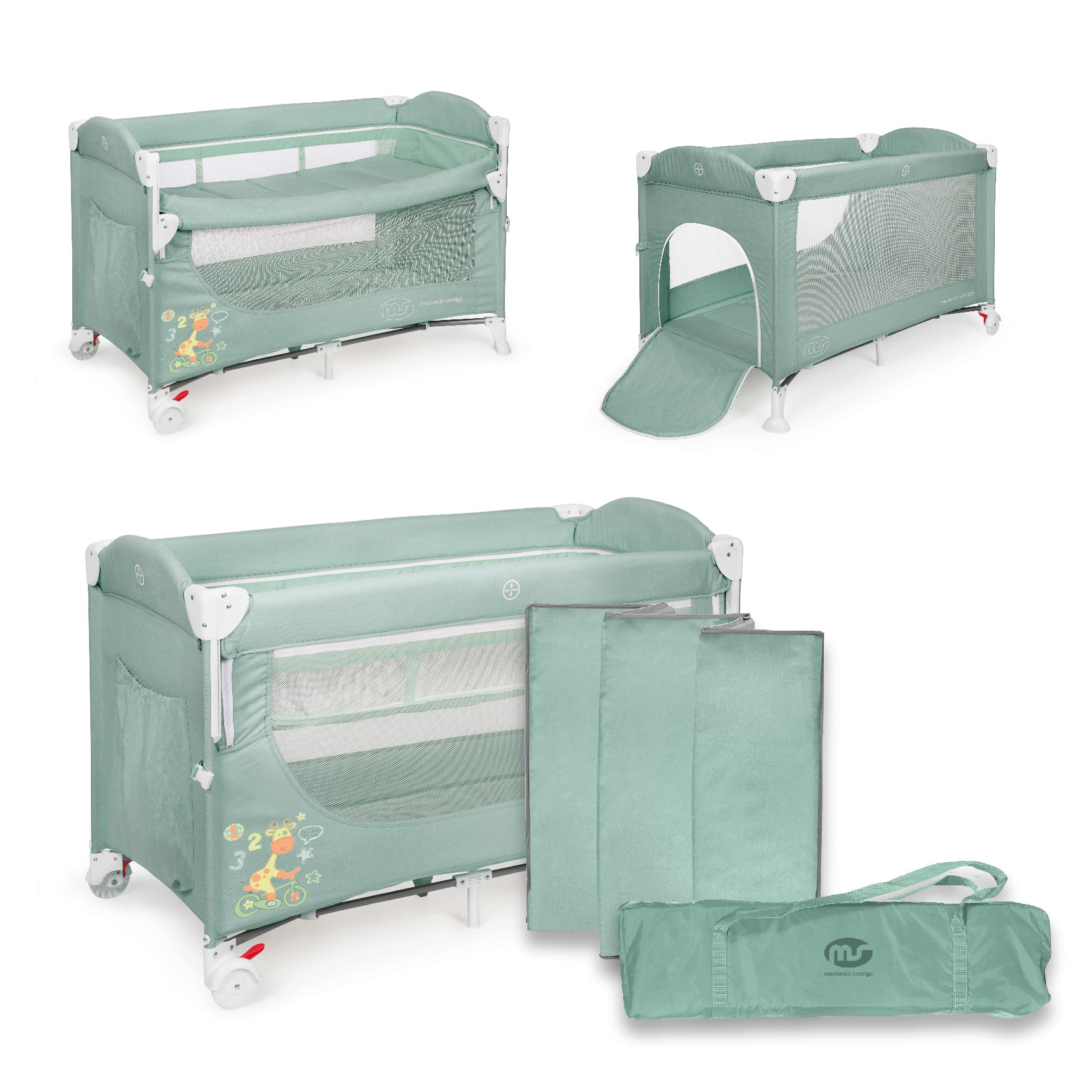 ms Ennis - Cuna colecho de Viaje, Parque Infantil y Cuna clásica 3 en 1 - Plegable 2 Alturas con Buena circulación de Aire – Entrada Lateral y Ruedas con Freno - Incluye Bolsa Viaje