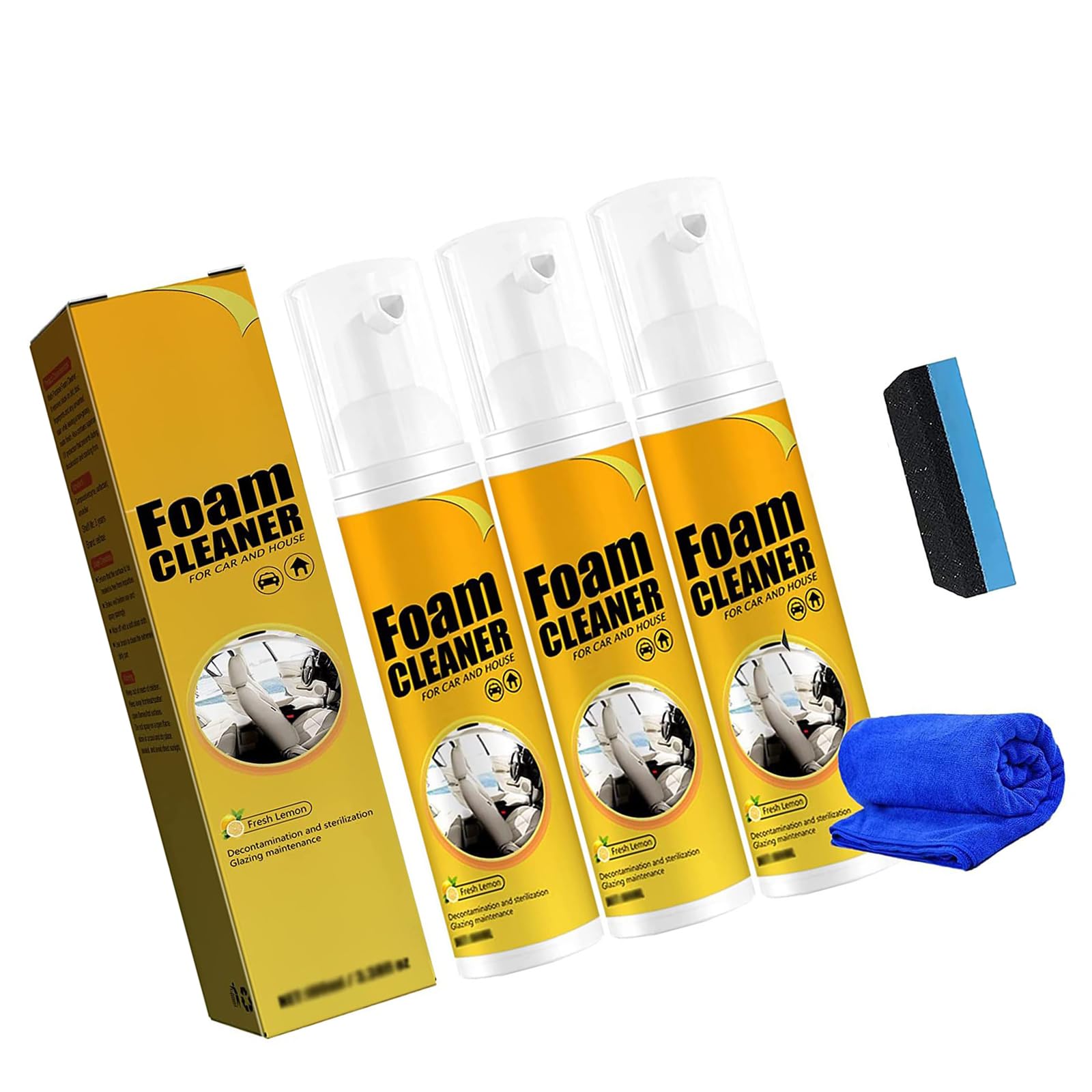 Ensemble de détails de Voiture moussant de Type Presse 100 ML pour Une élimination Rapide des Taches sur Le Plastique et Le Tissu Nettoyant en Mousse Polyvalent Nettoyant en Mousse pour Voiture