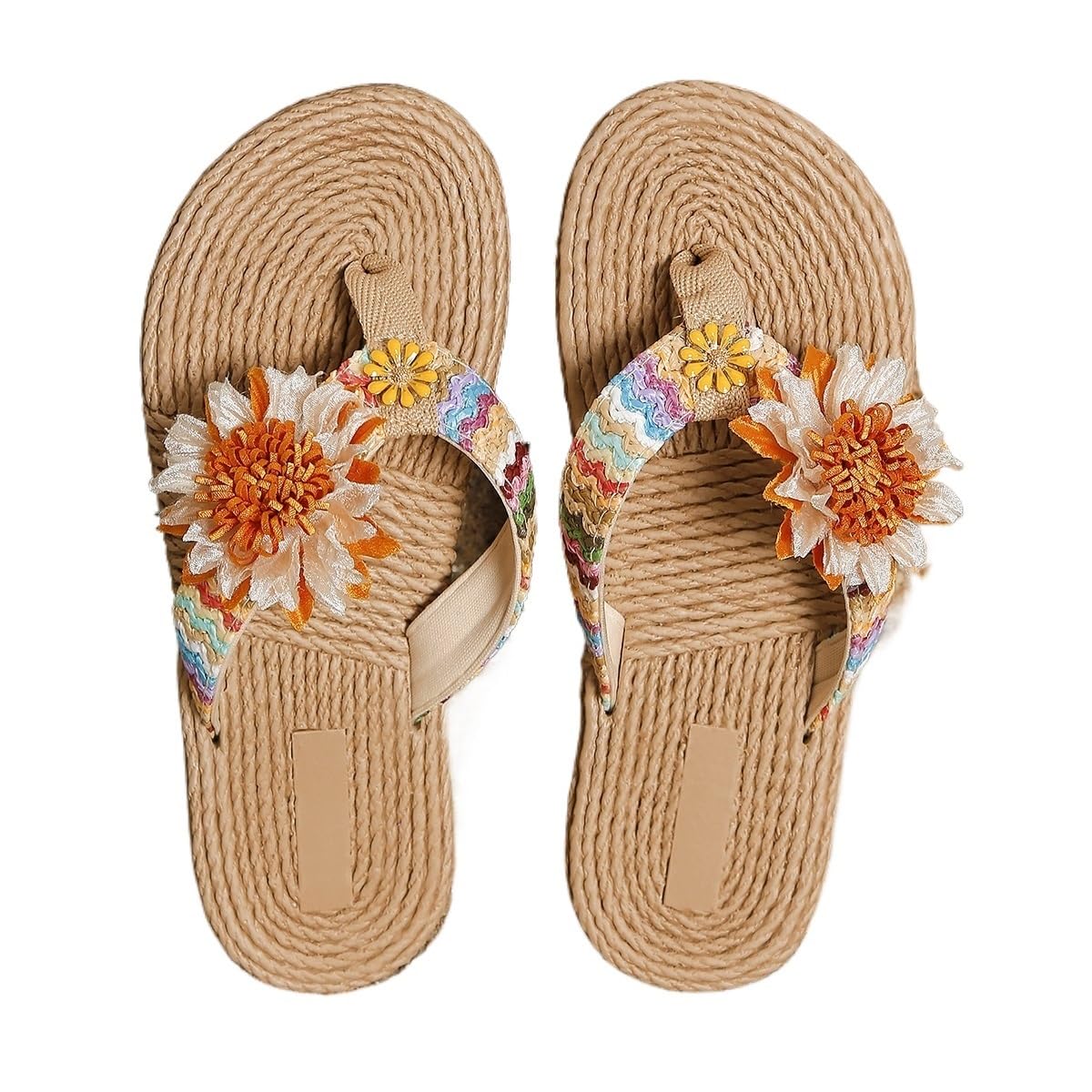 GIJMZY Women's Trend Accessory Sunflower Anti-slip Wear Soft Sole Flat Flip Flops(37)
