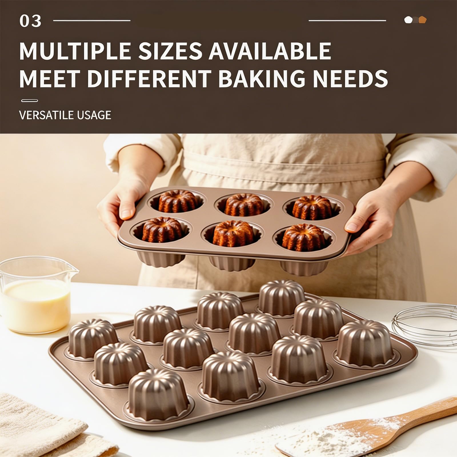 Moule à canneles Professionnel en Acier Carbone, Fabricant de canneles, poêle à pâtisserie avec revêtement antiadhésif pour Usage Domestique Carbon Steel Baking Pan