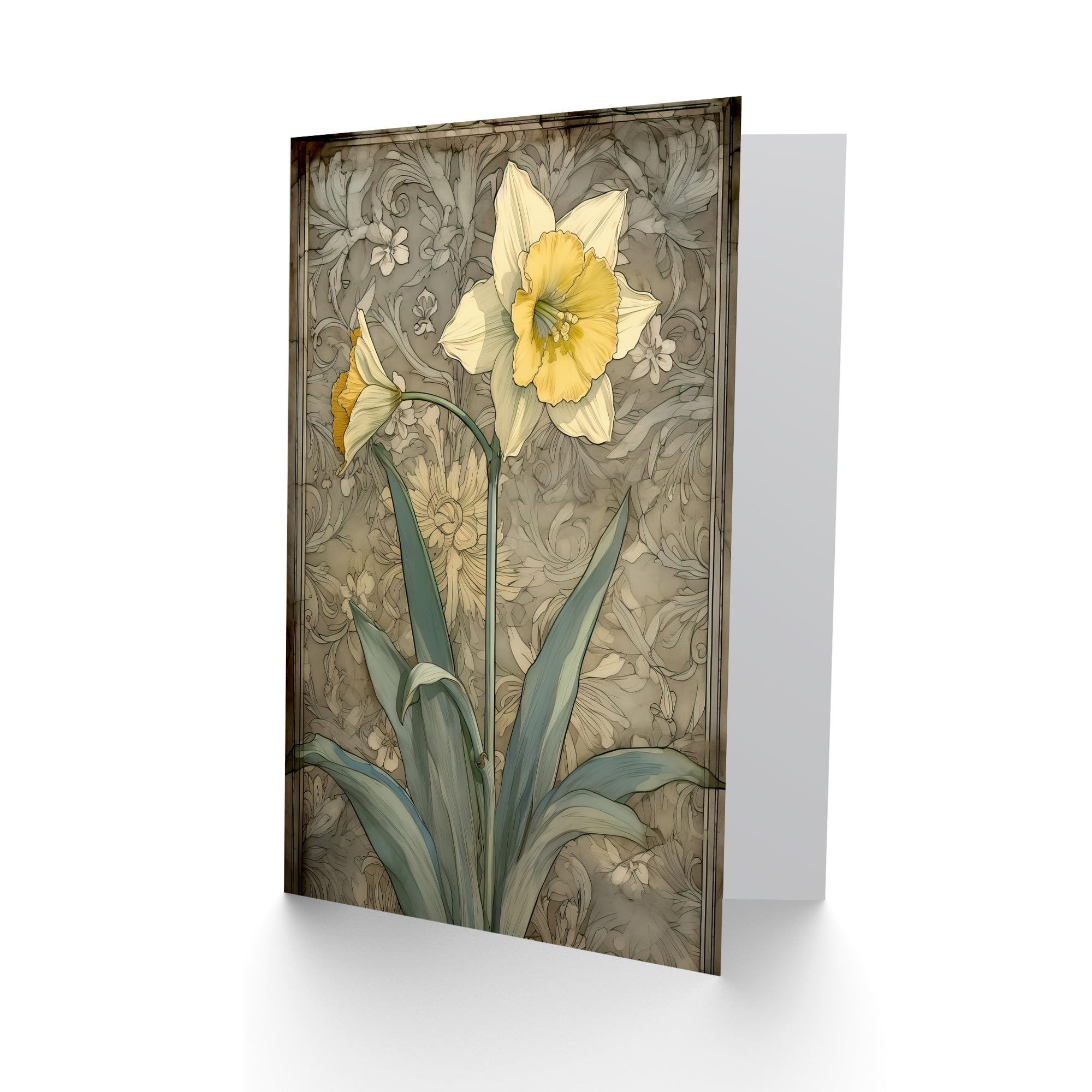 Artery8 Daffodil Lover Flower Pastel Art Nouveau Custom Greeting - View #12