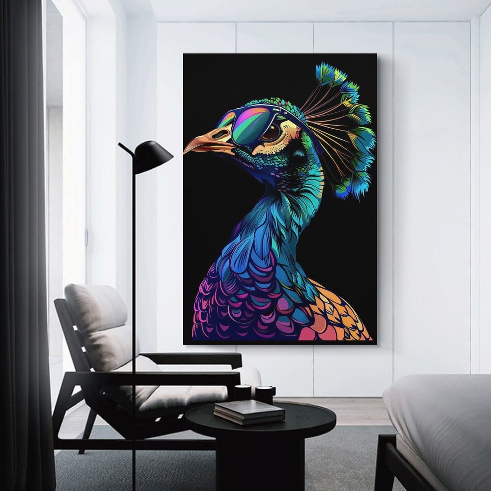 Junmoney Peacock Colorful Room Decor Wall Art 16x24inch(40x60cm), for Bedroom, Guest Room Or Reading Nook, An Easy Wall Refresh for Bedrooms