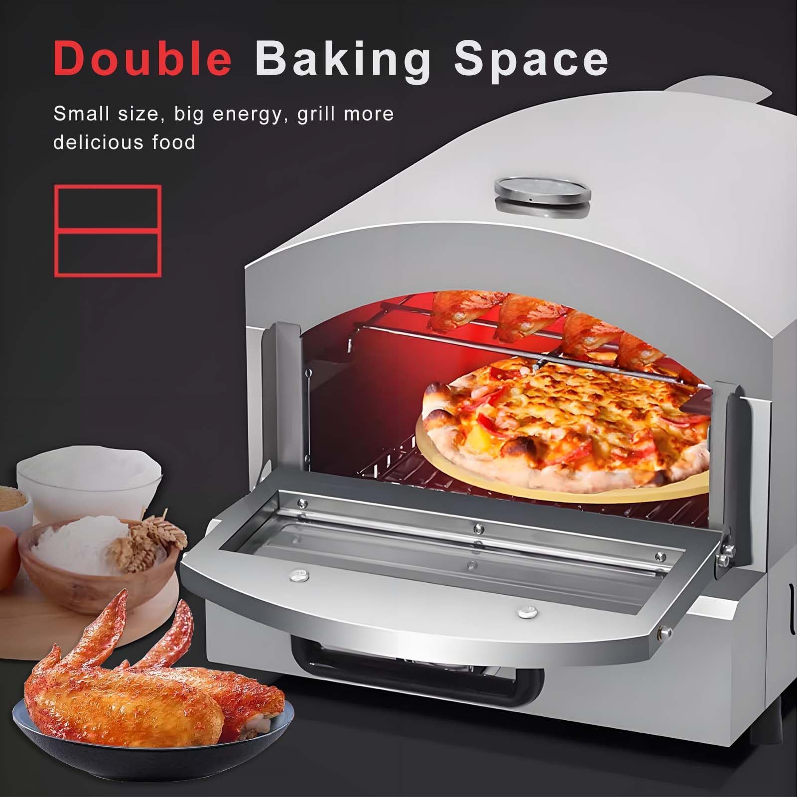 Forno A Gas Per Pizza Da Esterno Con Termometro Esterno - Preriscaldamento Rapido In 10 Minuti, Pietra Di Cottura Da 33 Cm, Design Staccabile, Con Vaschetta Raccogli-Gocce, Valvola Di Sicurezza