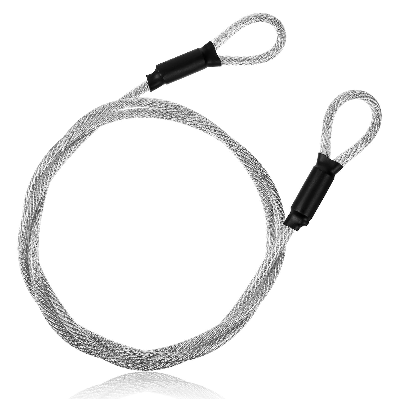 Security Steel Cable Coated Double Loop Cable Lock Luggage Lock Wire Rope 5mm x 1.2m Safety Wire Rope Flexible Security Cables Locks Braided Steel Lanyard Chains for Outdoor Gate Locks Bike Padlock