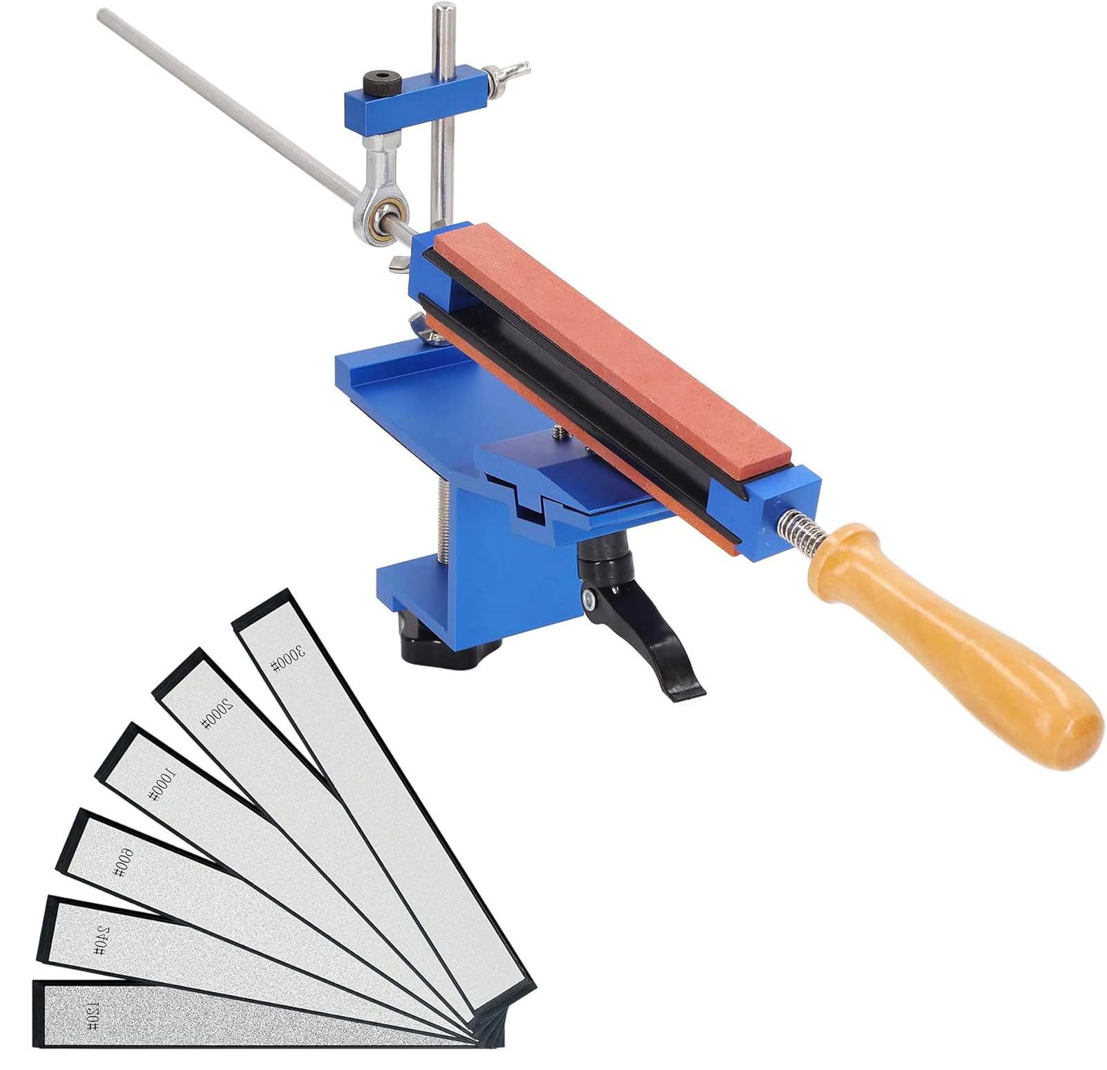 Affilacoltelli Professionale con Disegno a Morsetto Rapido, Affila Coltelli con 6 Pietre Diamantate, Sistema di Affilatura Coltello ad Angolo Fisso, per Affilare e Lucidare gli Utensili