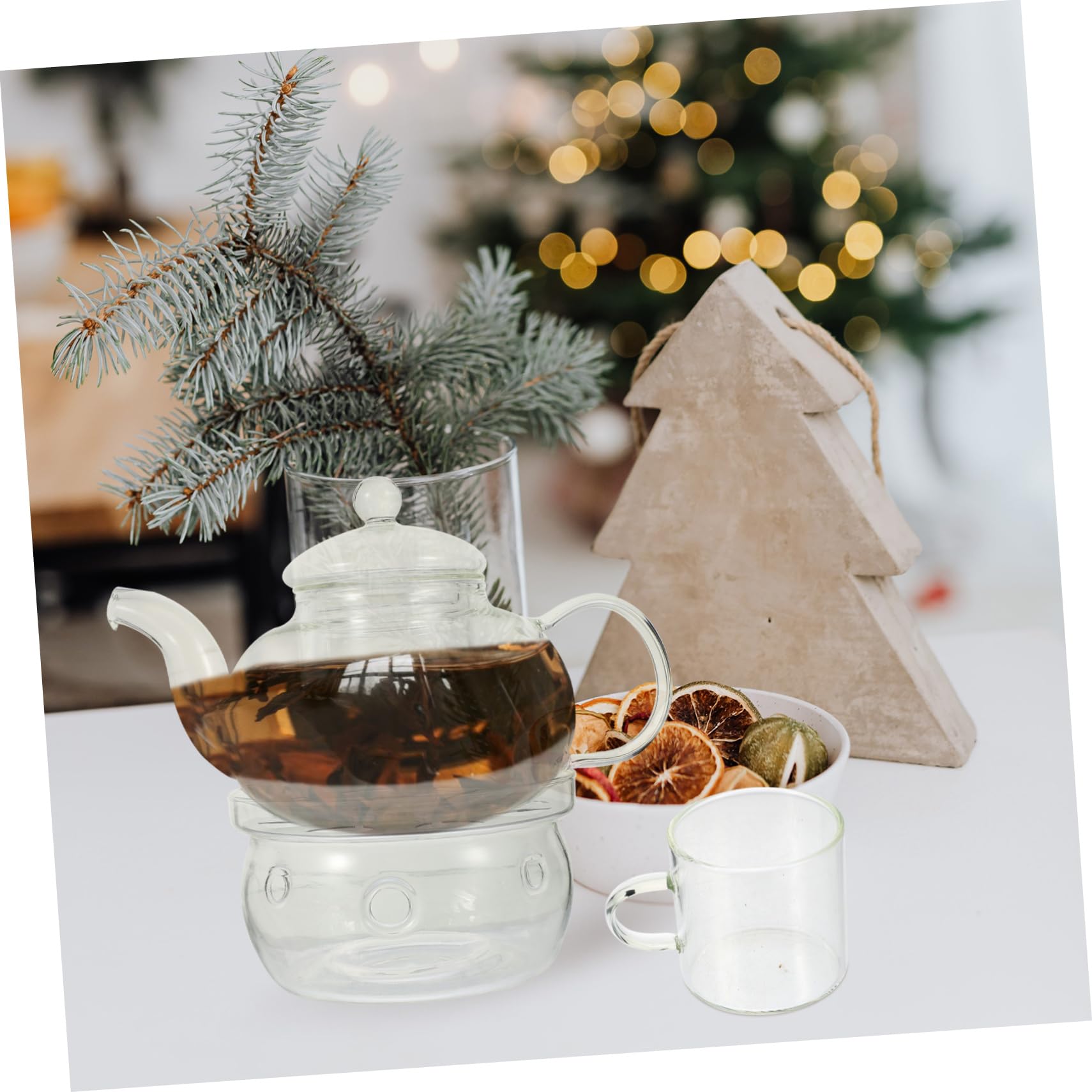ULTECHNOVO Hitzebeständiges Teeservice aus Glas mit Teekanne Tasse und Kerzenhalter Anti Scalding Funktion Elegantes Design für Chinesische Kung Fu Tee Zeremonien