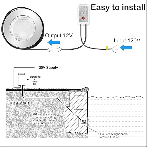 Miniatura 4 de Mopzlink Luces LED para piscina con control de aplicación y control remoto, luces sumergibles subacuáticas RGB regulables de 20 W, luz de piscina