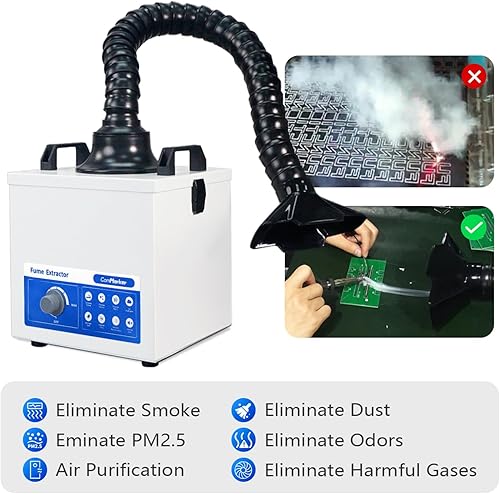 Miniatura 11 de ComMarker Extractor de humos de soldadura de 30 W, amortiguador de prevención de humo, ventilador de trabajo para estación de soldadura (110 V)