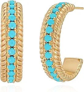 FETTERO Gold Hoop Earrings for Women - 14K Gold Plated Bold Statement Hoops 925 Sterling Silver Post Lightweight Chunky Gold Earrings