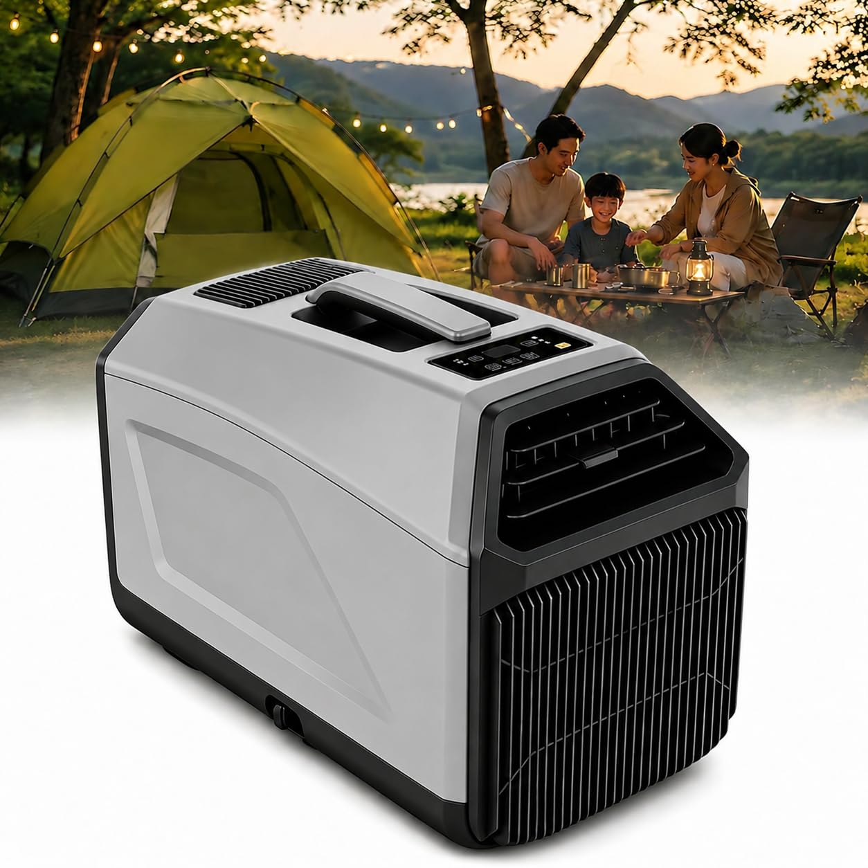 KPOUYYDS Portable Air Cooler, Camping AC Unit - 4500/5100 BTU Dual Hose RV Cooler, 330W Low Power, 36dB Quiet Fast Cooling for Tent, Van Life, Truck Cabins 4500BTU/AC