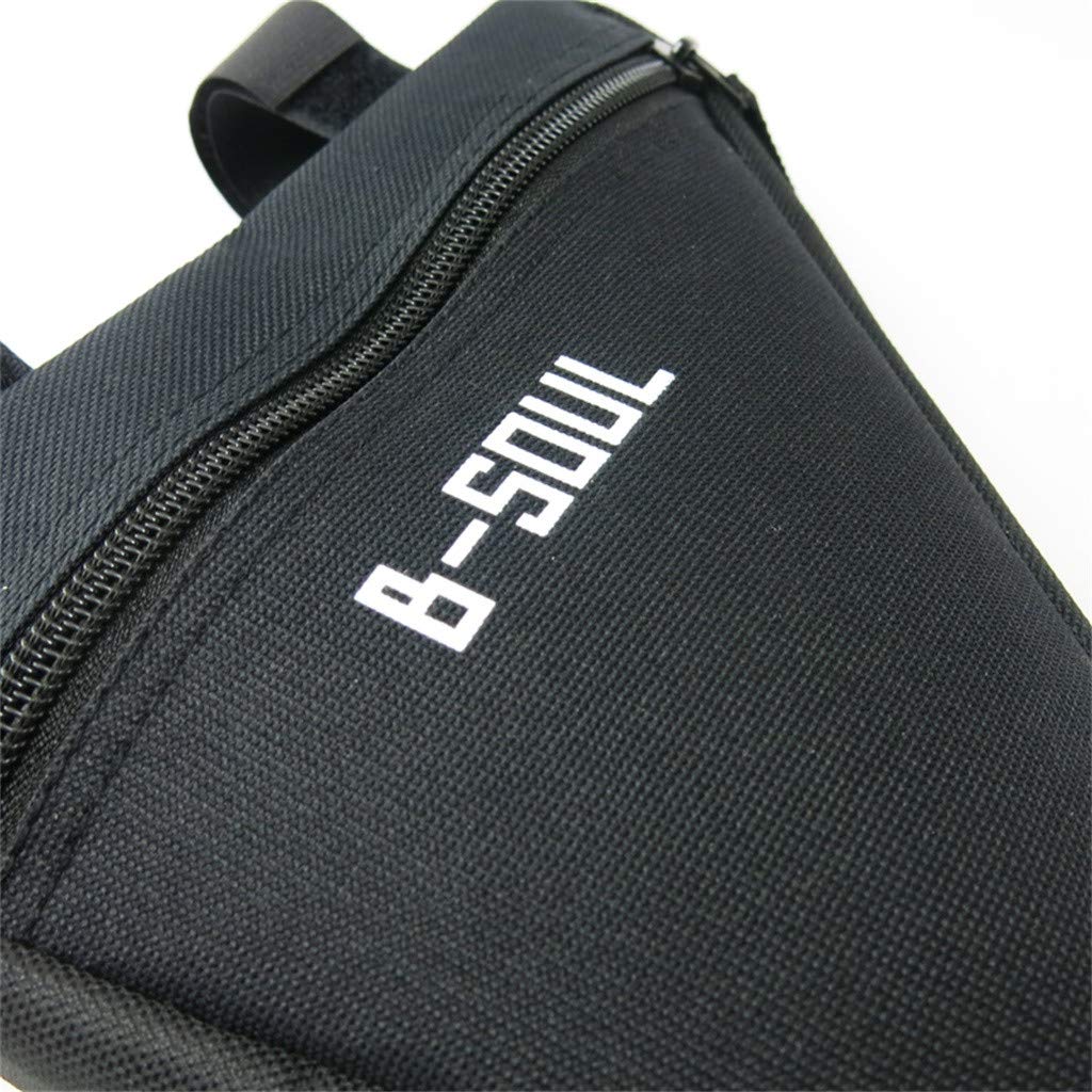 Bolsa de tubo frontal para bicicleta de montaña, bolsa de almacenamiento con rayas reflectantes, negro
