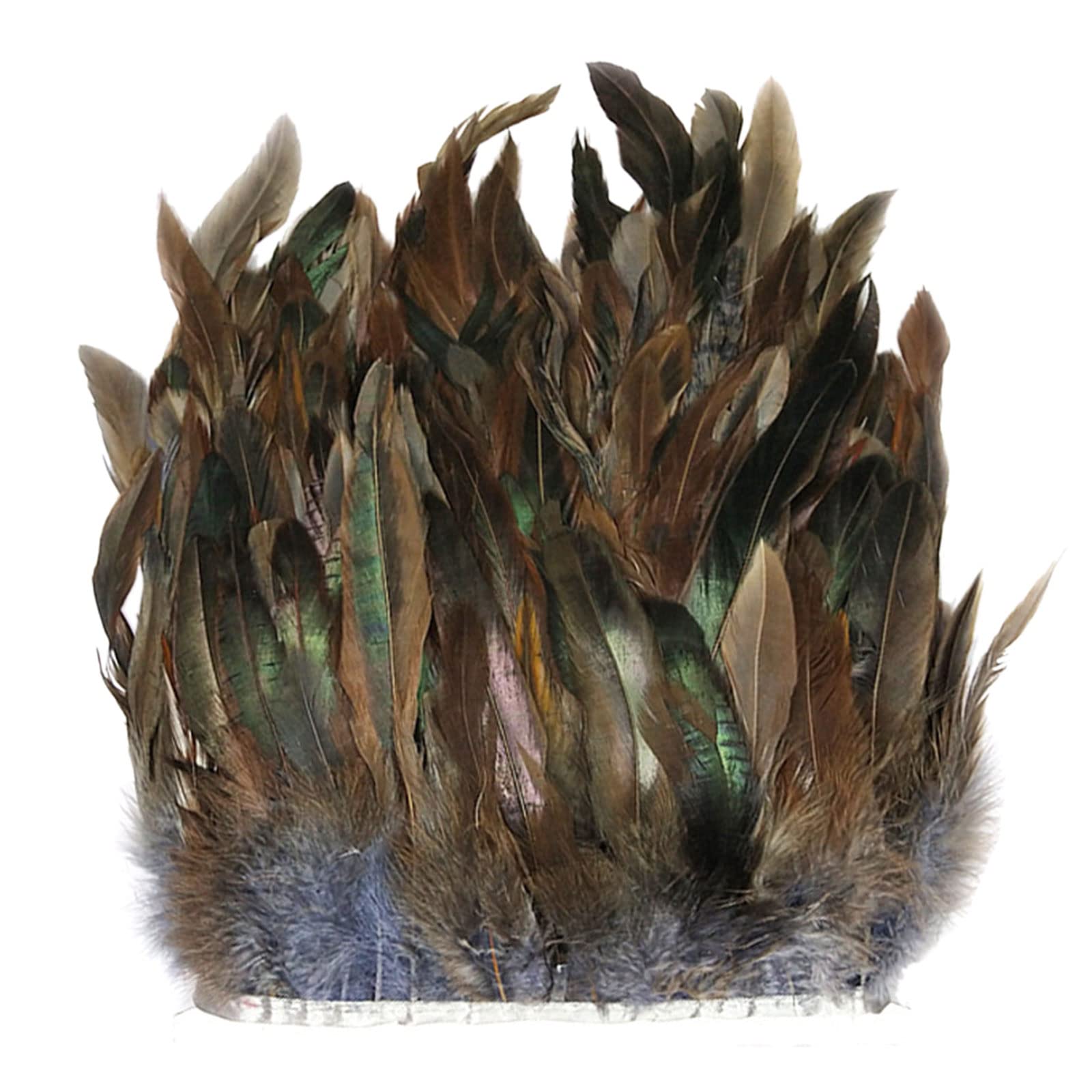 NEWFT Natural Rooster Feather Trim 4-6inch Wide Craft Feather Fringe Trim Pack of 1 Yards for Clothing Dress Decorations Fringe Natural Rooster