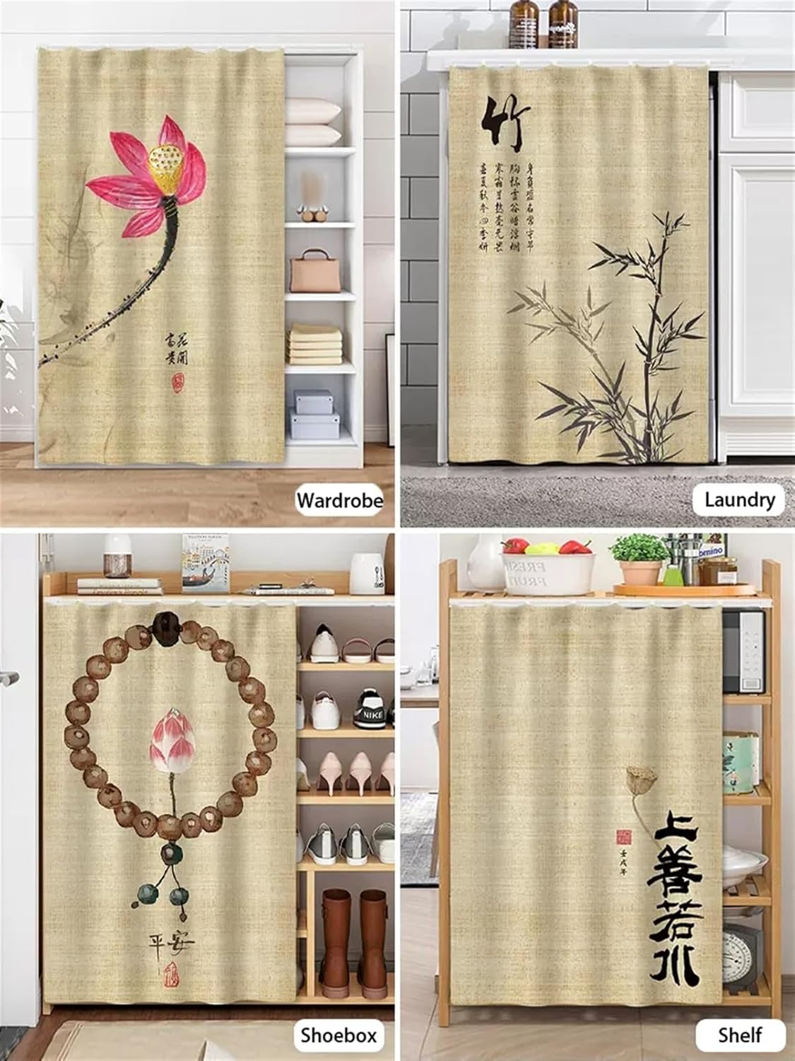 Liveinu Farmhouse Privacy Cabinet Curtains, Dust Proof Doorway Curtain, Short Window Curtains for Cafe, Bathroom, Kitchen, Farmhouse, Closet Storage Room, Khaki 16, 40" W x 80" H