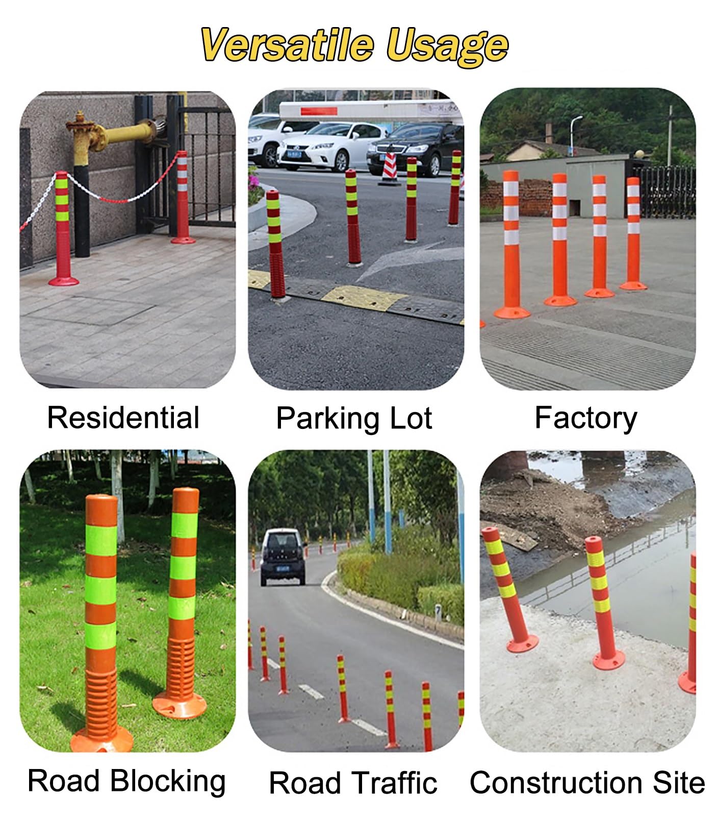 Cônes de sécurité, poteaux de signalisation et de stationnement, Lot de 2, 3, 4, 6 ou 12 cônes de canalisation réfléchissants Flexibles, cônes de sécurité Orange pour allées commerciales, po
