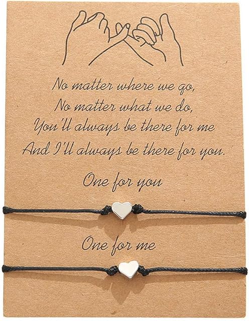 nuoshen 2 pcs Pinky Promise Bracelets, Adjustable Handmade String Rope Relationship Bracelets Friendship Couple Distance Matching Bracelet Gift for Women Mother Daughter Mens Teen