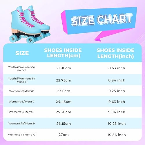 Miniatura 24 de Nattork Patines de ruedas para mujeres, diversión al aire libre, patines de moda para hombres, niñas y niños, rosa, morado, azul, verde azulado