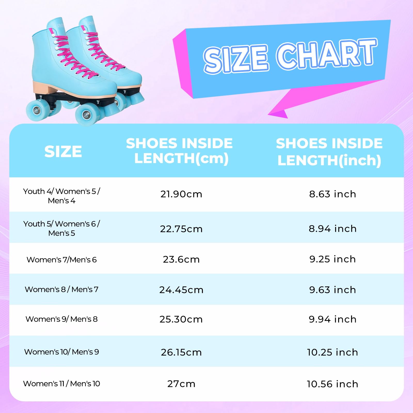 Nattork Roller Skates for Women Outdoor Fun Fashionable Roller Derby Skates for Men Girls Boys Pink Purple Blue Teal Yellow