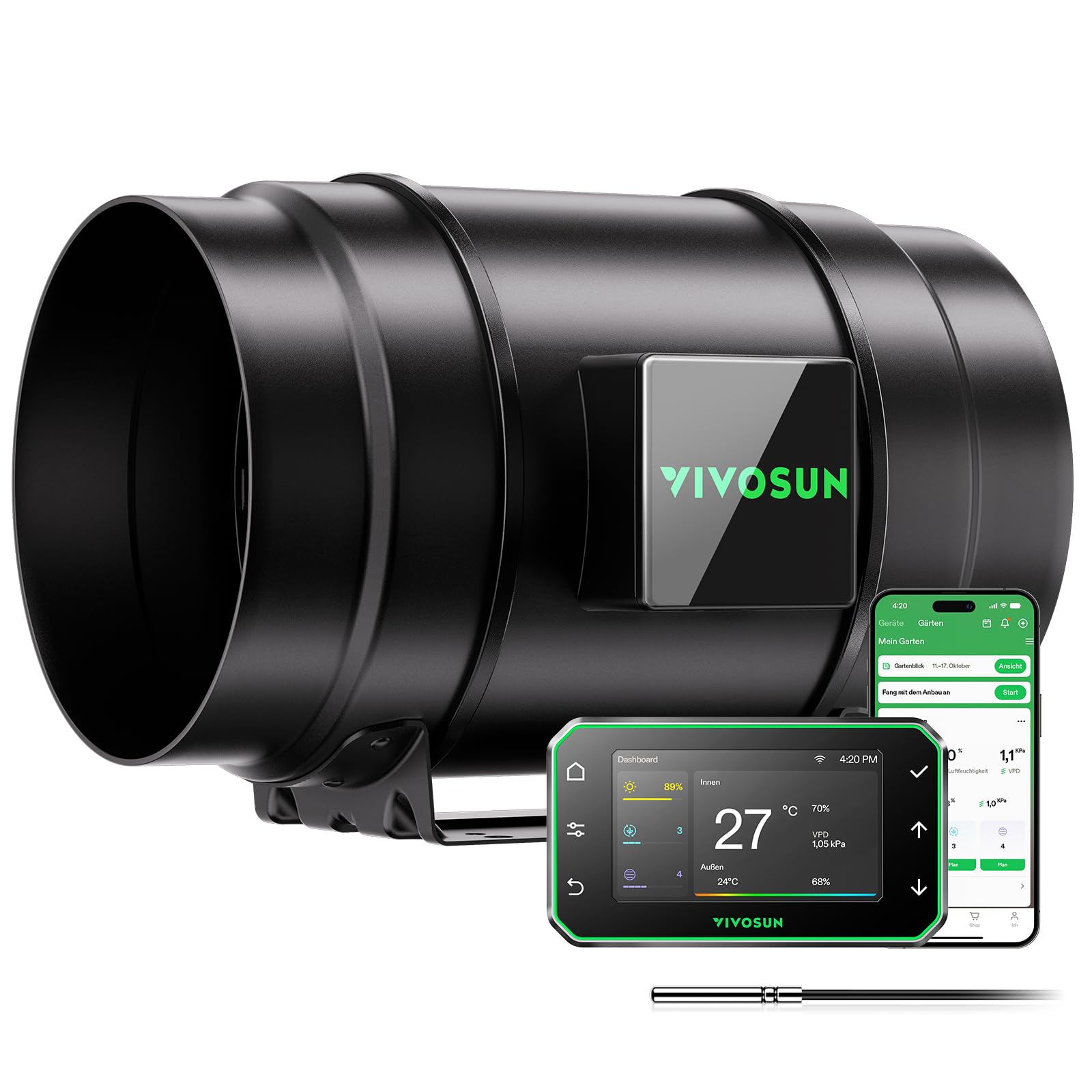 VIVOSUN AeroZesh G8 Inline Fan 8 Inch with Smart Controller for Grow Tent