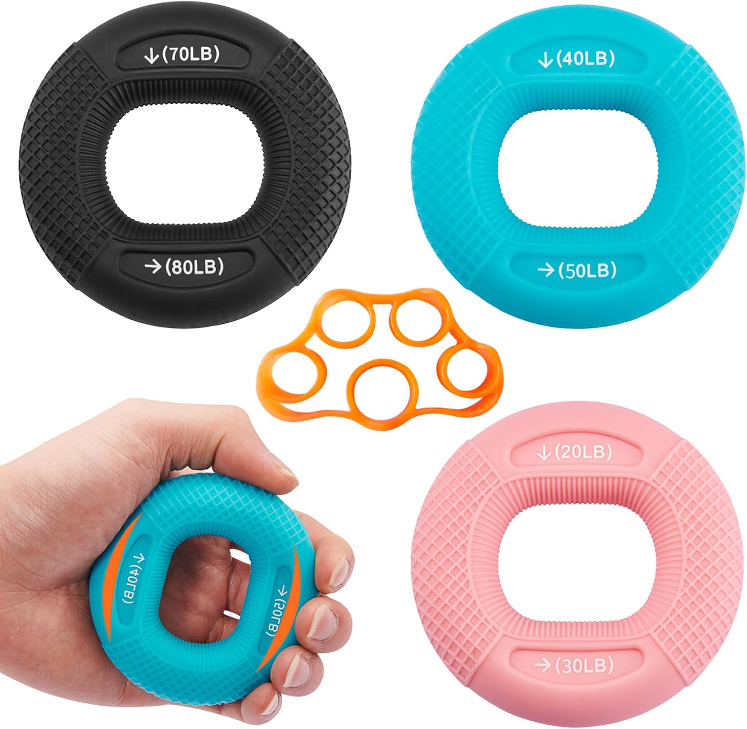 Finger Exerciser,Hand Grip Strengthener,Hand Exercisers,Grip Strength Trainer 4 pcs