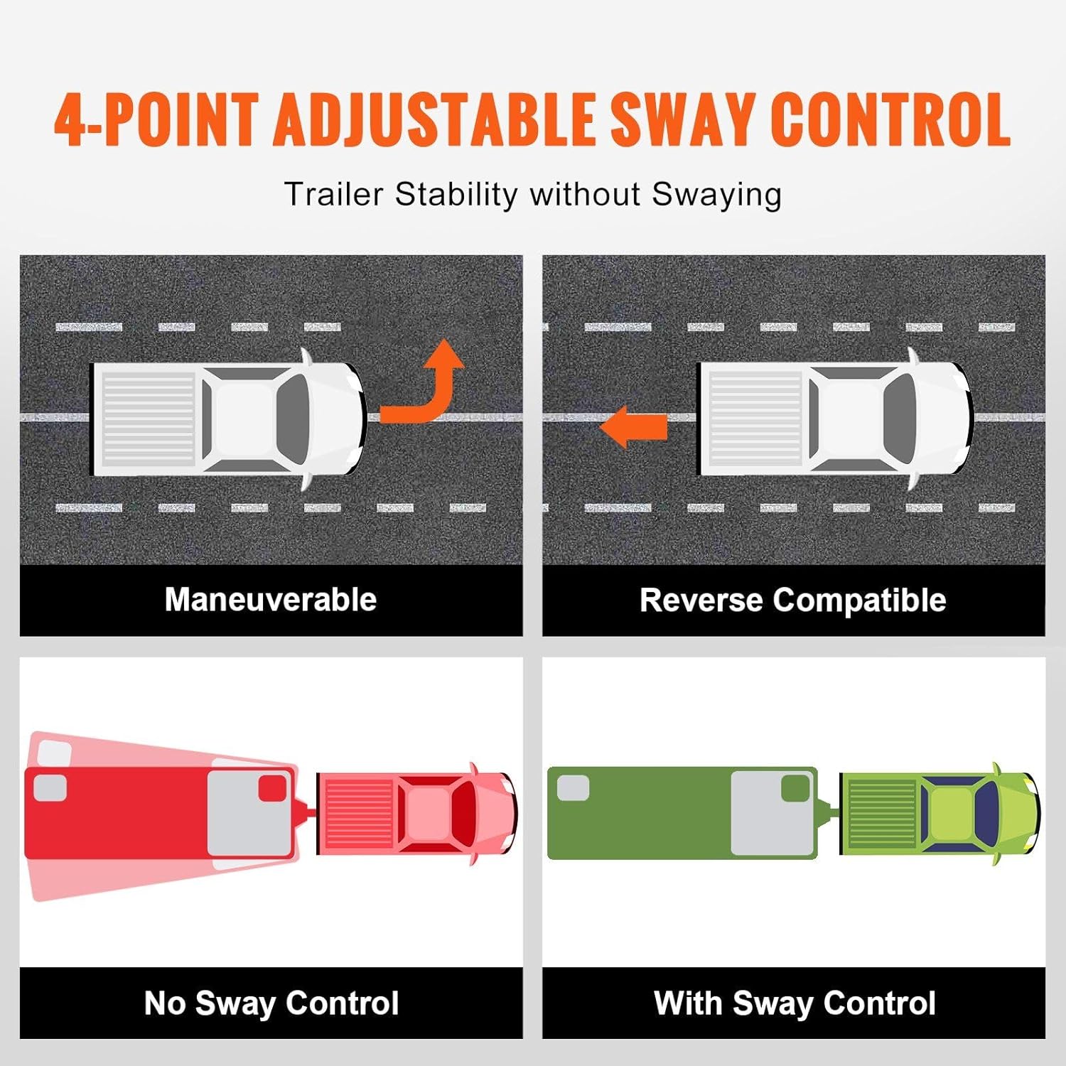 Weight Distribution Hitch, 1,500 lbs Weight Distributing Hitches Kit with Sway Control for Trailer, 2-in Solid Steel Shank, 2-5/16 in Alloy Steel Ball, Powder Coated Load Leveling Hitch, Black